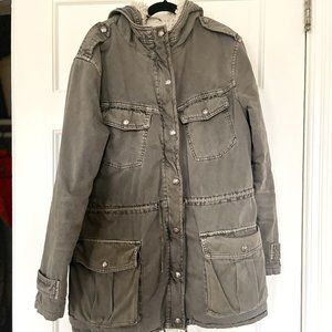 Aritzia Talula Green Fur Lined Jacket xs